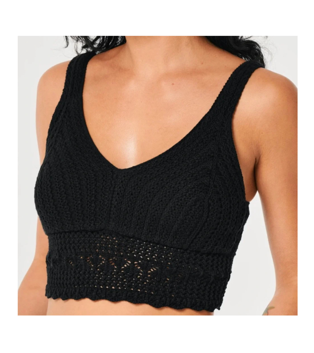 Hollister Black Crochet Tank Top